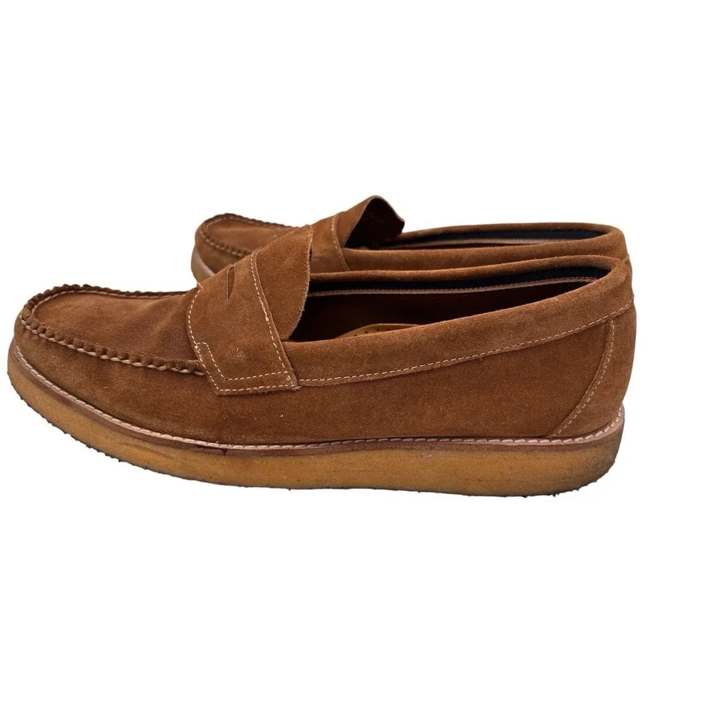 GH Bass Co Weejuns Mens Brown Suede Penny Loafers Crepe Sole EU 43 US 9 10